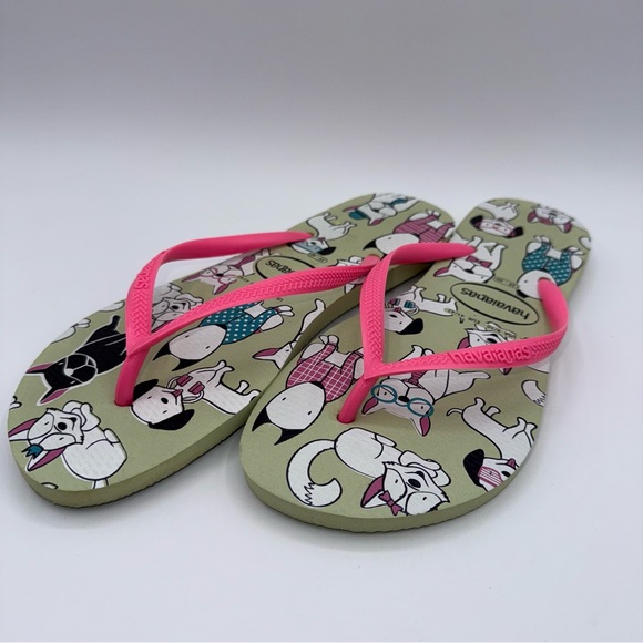 Havaianas Slim Pets Flip Flops with Bright Pink Straps Women’s US 9/10 - Picture 2 of 7